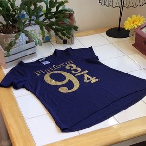 ‘Harry Potter’ Gold Lettering on Navy Blue T-Shirt